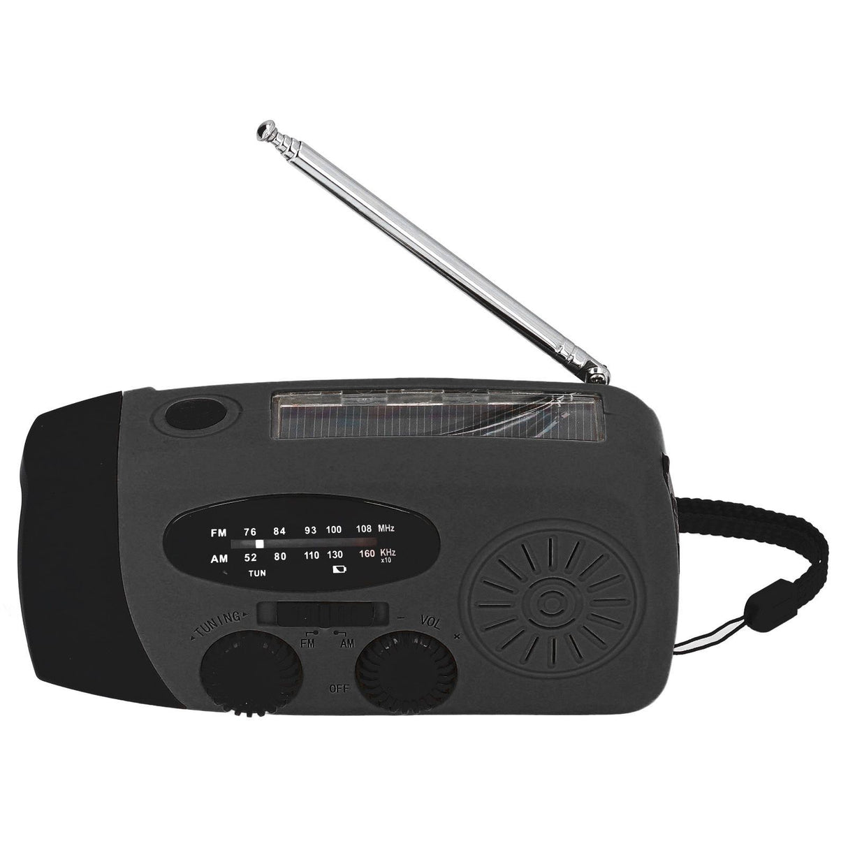 Hand Crank Solar Radio with LED Flashlight Portable FM AM WB USB Radio for Emergency Disaster PreventionBlack Japanese