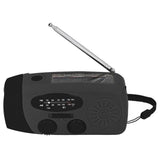Hand Crank Solar Radio with LED Flashlight Portable FM AM WB USB Radio for Emergency Disaster PreventionBlack Japanese - Side View