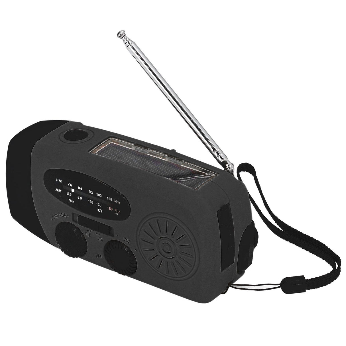 Hand Crank Solar Radio with LED Flashlight Portable FM AM WB USB Radio for Emergency Disaster PreventionBlack Japanese