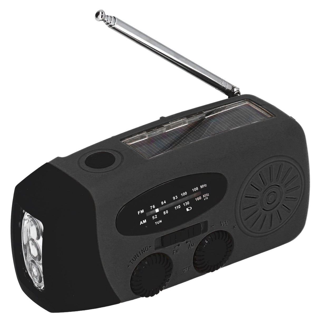 Hand Crank Solar Radio with LED Flashlight Portable FM AM WB USB Radio for Emergency Disaster PreventionBlack Japanese