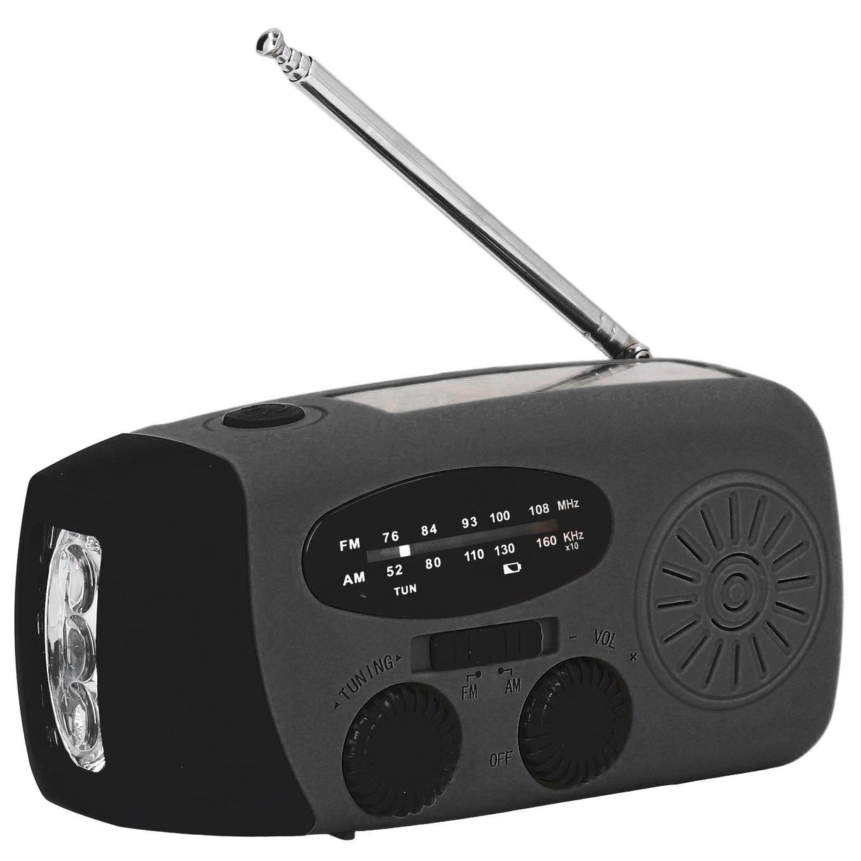 Hand Crank Solar Radio with LED Flashlight Portable FM AM WB USB Radio for Emergency Disaster PreventionBlack Japanese