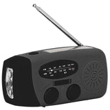 Hand Crank Solar Radio with LED Flashlight Portable FM AM WB USB Radio for Emergency Disaster PreventionBlack Japanese
