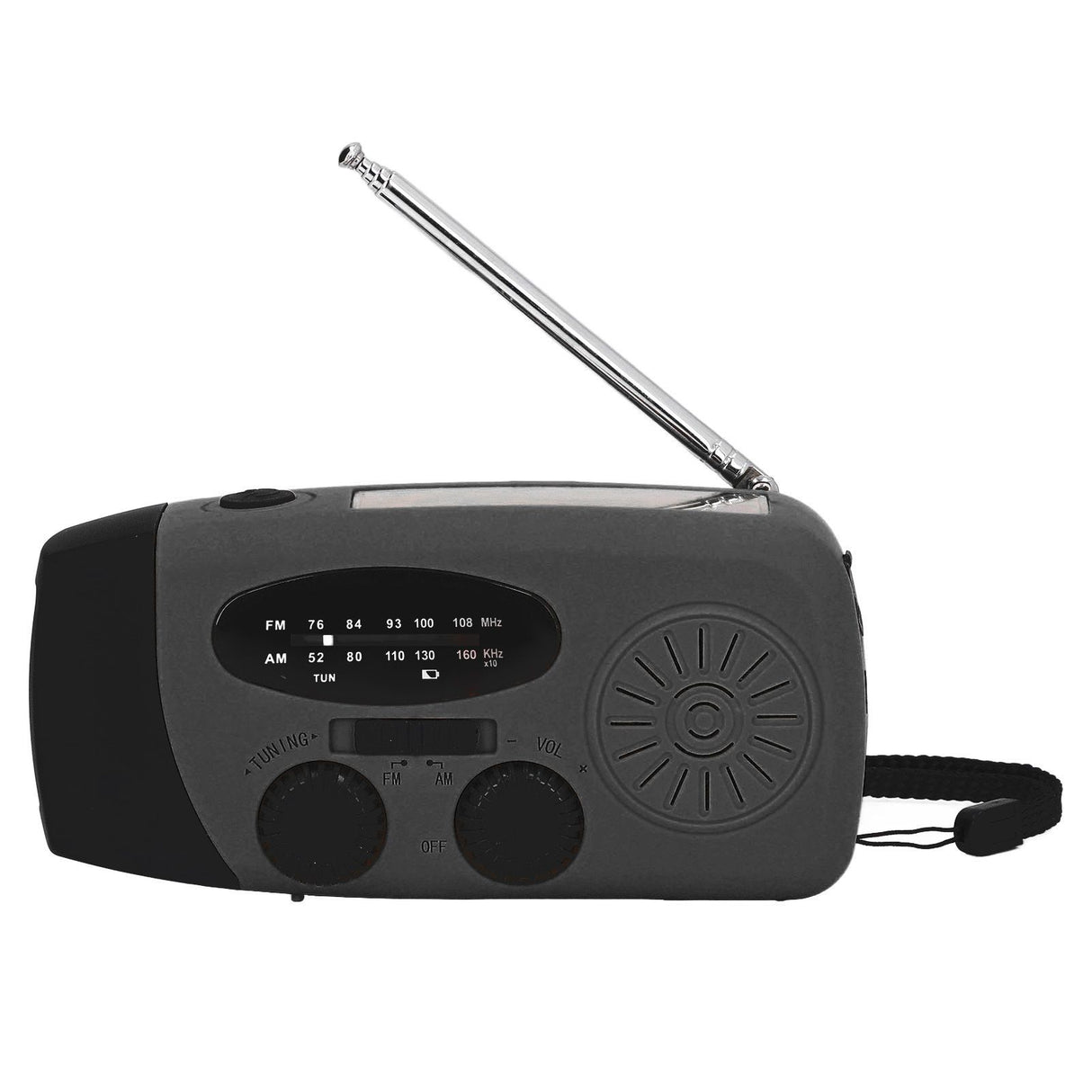 Hand Crank Solar Radio with LED Flashlight Portable FM AM WB USB Radio for Emergency Disaster PreventionBlack Japanese