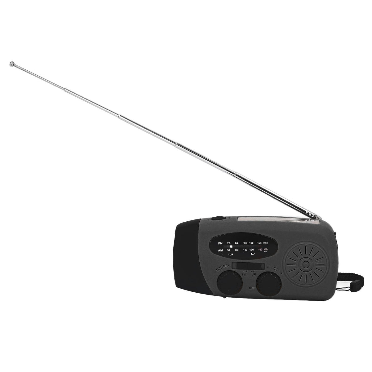 Hand Crank Solar Radio with LED Flashlight Portable FM AM WB USB Radio for Emergency Disaster PreventionBlack Japanese