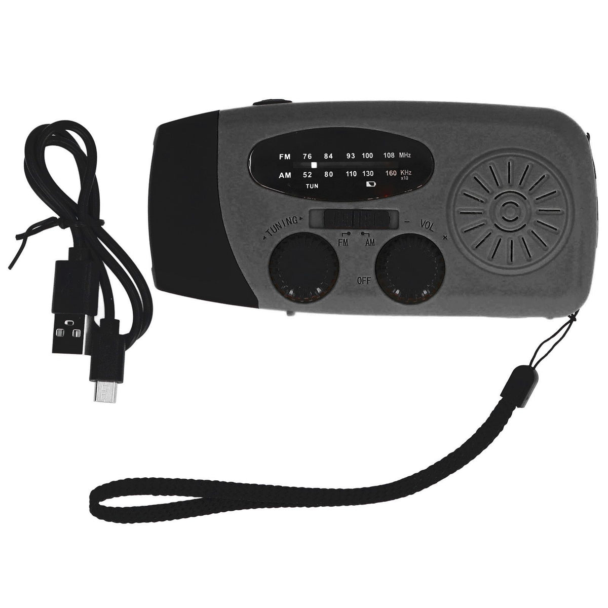 Hand Crank Solar Radio with LED Flashlight Portable FM AM WB USB Radio for Emergency Disaster PreventionBlack Japanese