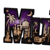 Wooden EID Letter Decoration Multilayer Carving Boxwood Wooden Eid Decorations Multilayer Carving Eid Crafts for EID Al Fitr - Extra Image