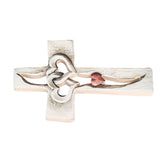 Carved Wooden Cross Intertwined Hearts Wall Hanging Hand Carved Wood Cross for Living Room Study Bedroom Office Decor Red Heart Pattern