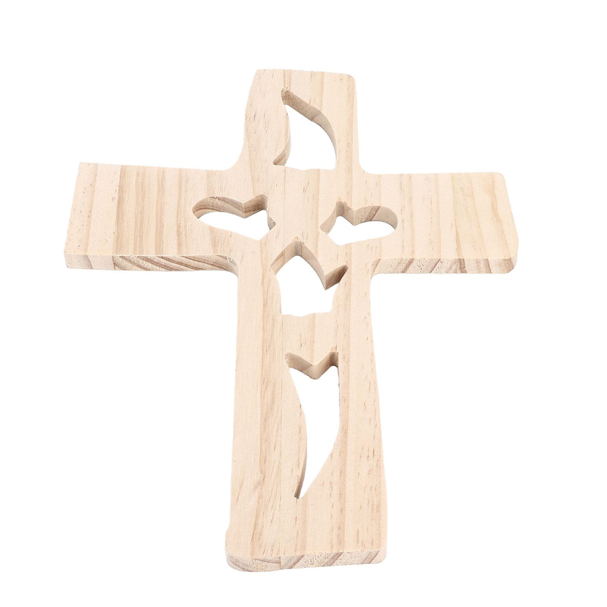 Carved Wooden Cross Intertwined Hearts Wall Hanging Hand Carved Wood Cross for Living Room Study Bedroom Office Decor Red Heart Pattern