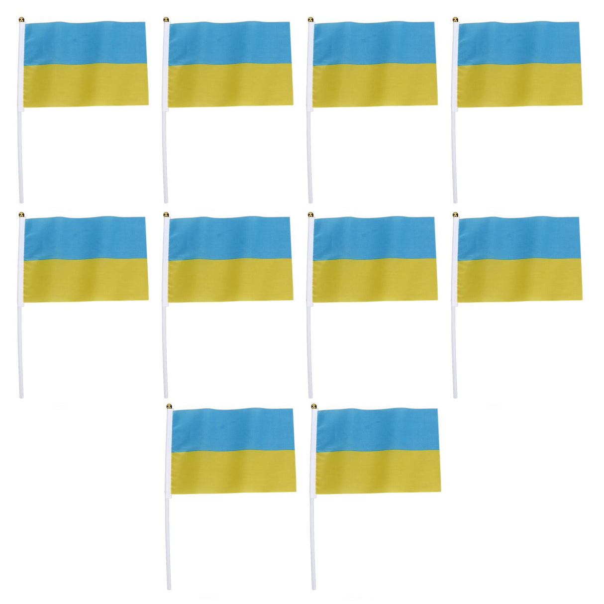 10 Set Ukraine Handheld Flags Mini Polyester Ukrainian Hand Waving Flag for Sporting Events Festive Decoration