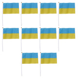 10 Set Ukraine Handheld Flags Mini Polyester Ukrainian Hand Waving Flag for Sporting Events Festive Decoration
