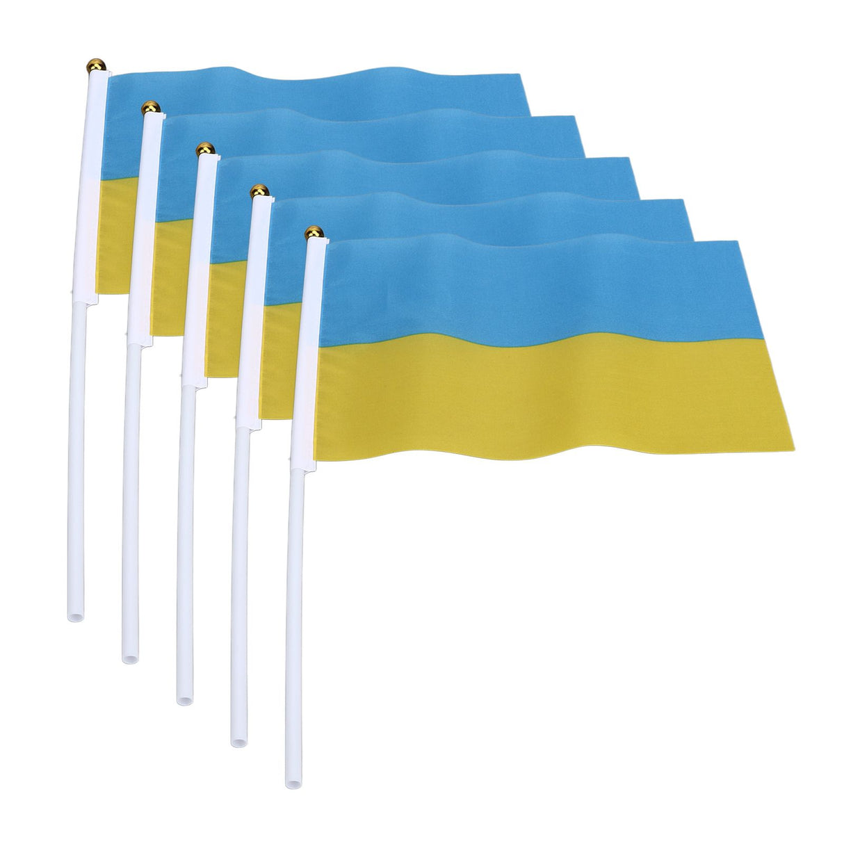 10 Set Ukraine Handheld Flags Mini Polyester Ukrainian Hand Waving Flag for Sporting Events Festive Decoration