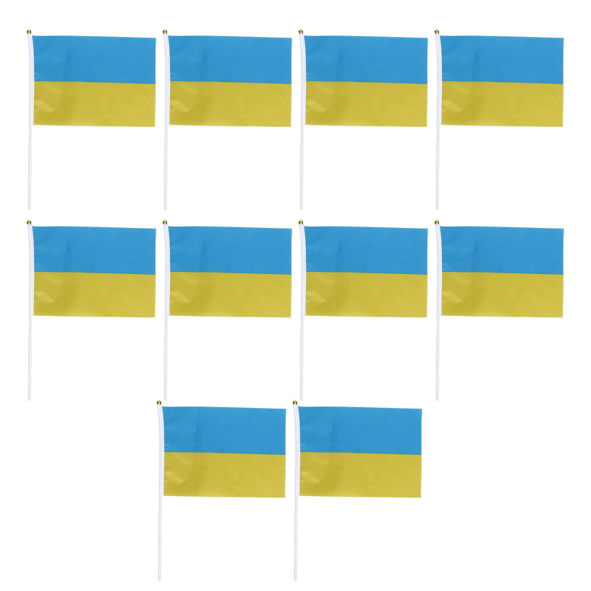 10 Sets Ukraine Handheld Flags Polyester Fade Resistant Mini Lightweight Ukraine Handheld Stick Flag 11.0-11.8x7.9in