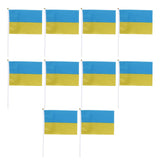 10 Sets Ukraine Handheld Flags Polyester Fade Resistant Mini Lightweight Ukraine Handheld Stick Flag 11.0-11.8x7.9in