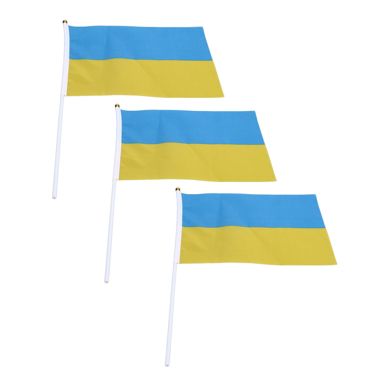 10 Sets Ukraine Handheld Flags Polyester Fade Resistant Mini Lightweight Ukraine Handheld Stick Flag 11.0-11.8x7.9in
