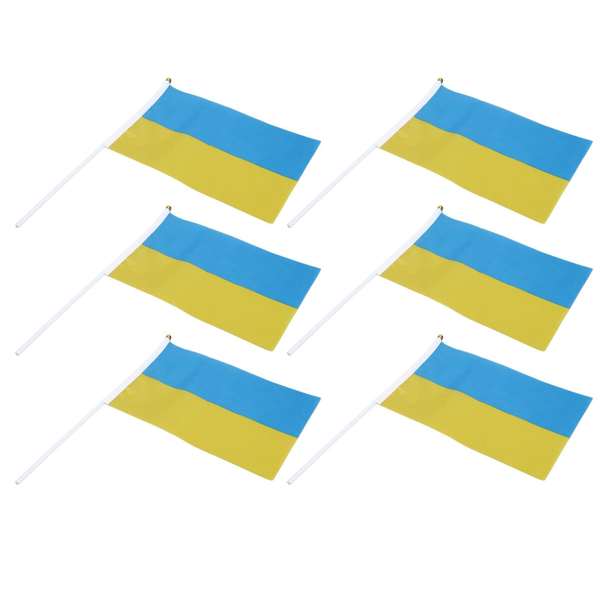 10 Sets Ukraine Handheld Flags Polyester Fade Resistant Mini Lightweight Ukraine Handheld Stick Flag 11.0-11.8x7.9in