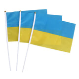 10 Sets Ukraine Handheld Flags Polyester Fade Resistant Mini Lightweight Ukraine Handheld Stick Flag 11.0-11.8x7.9in