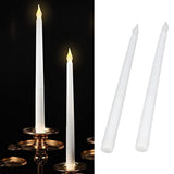2pcs LED Taper Candles Battery Powered Flameless LED Candle Sticks for Festival Wedding Birthday Party White Shell