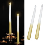 2pcs LED Taper Candles Battery Powered Flameless LED Candle Sticks for Festival Wedding Birthday Party Half Spray Gold - Extra Image