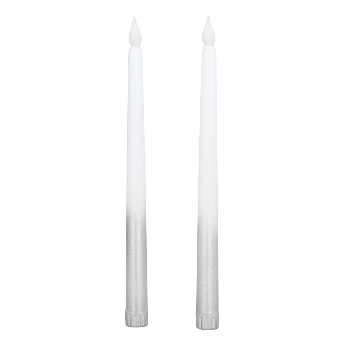 2pcs LED Taper Candles Battery Powered Flameless LED Candle Sticks for Festival Wedding Birthday Party Half Spray Silver