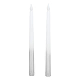 2pcs LED Taper Candles Battery Powered Flameless LED Candle Sticks for Festival Wedding Birthday Party Half Spray Silver