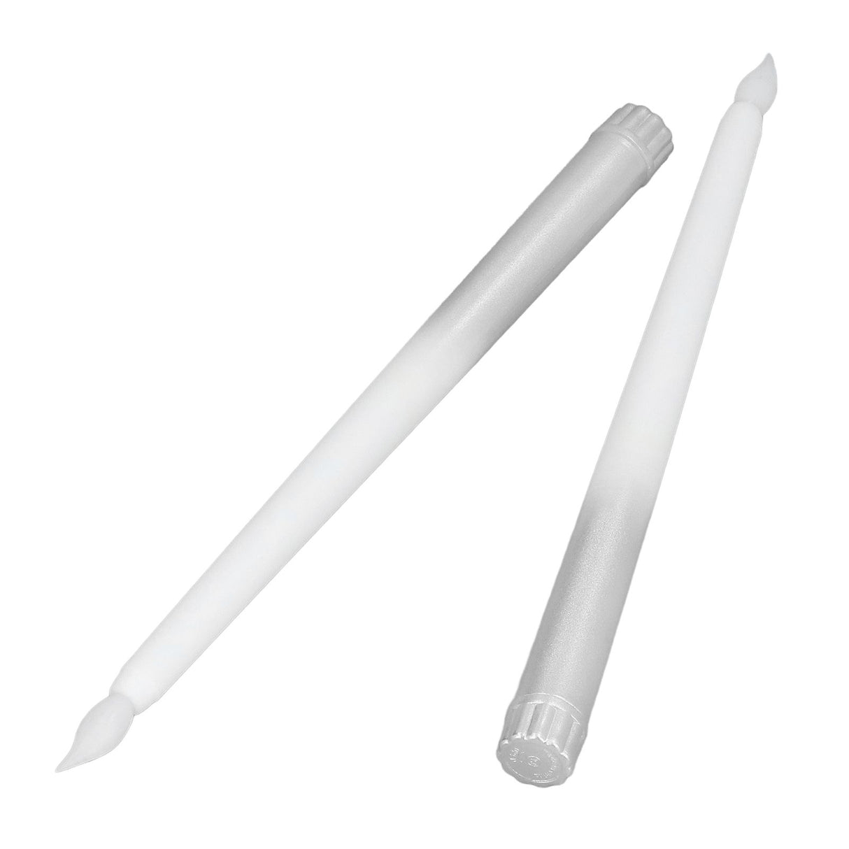 2pcs LED Taper Candles Battery Powered Flameless LED Candle Sticks for Festival Wedding Birthday Party Half Spray Silver
