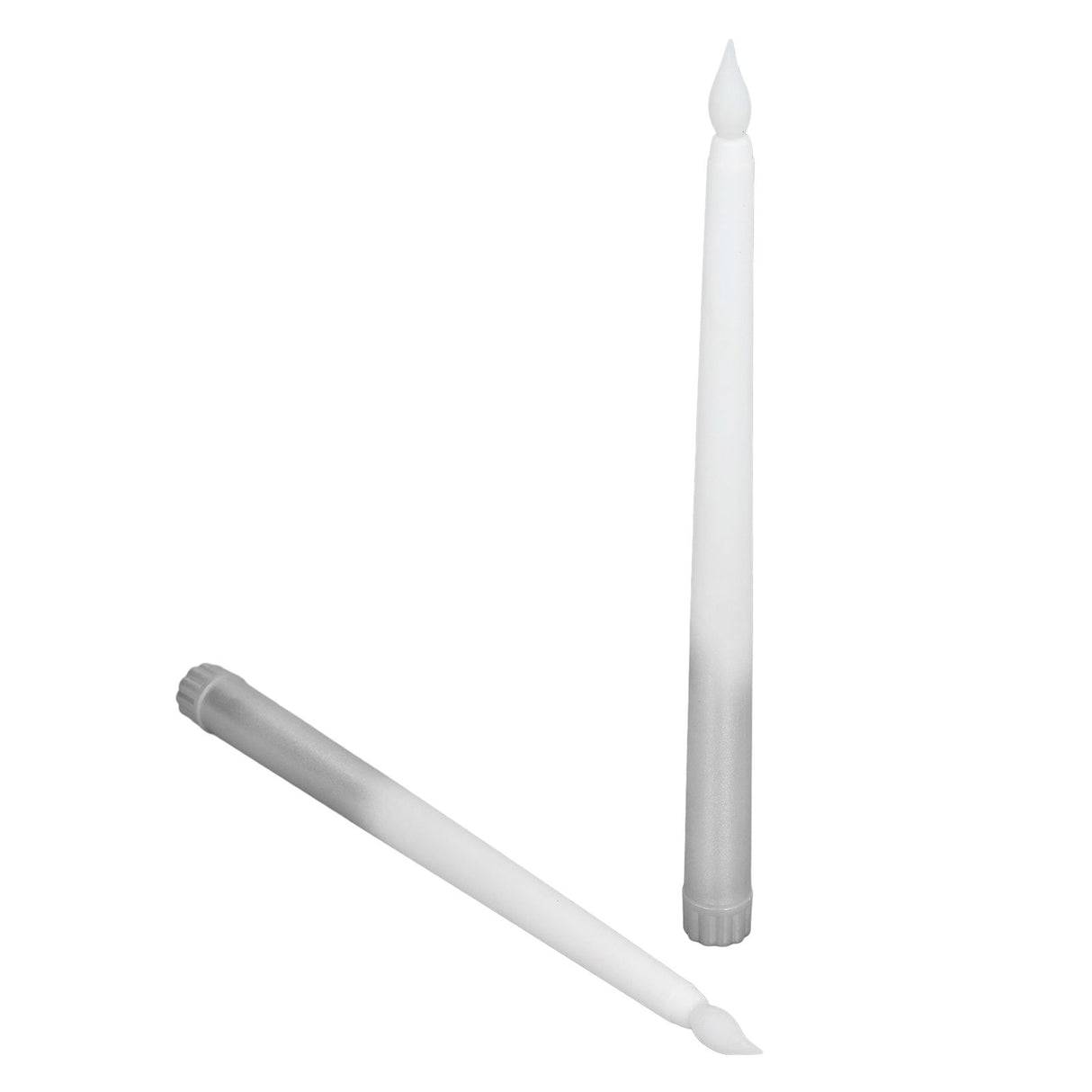 2pcs LED Taper Candles Battery Powered Flameless LED Candle Sticks for Festival Wedding Birthday Party Half Spray Silver