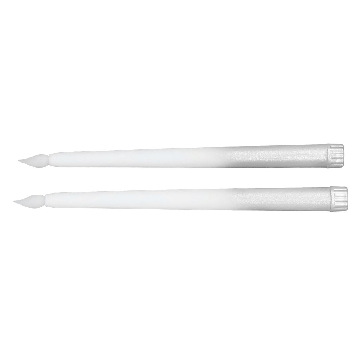 2pcs LED Taper Candles Battery Powered Flameless LED Candle Sticks for Festival Wedding Birthday Party Half Spray Silver
