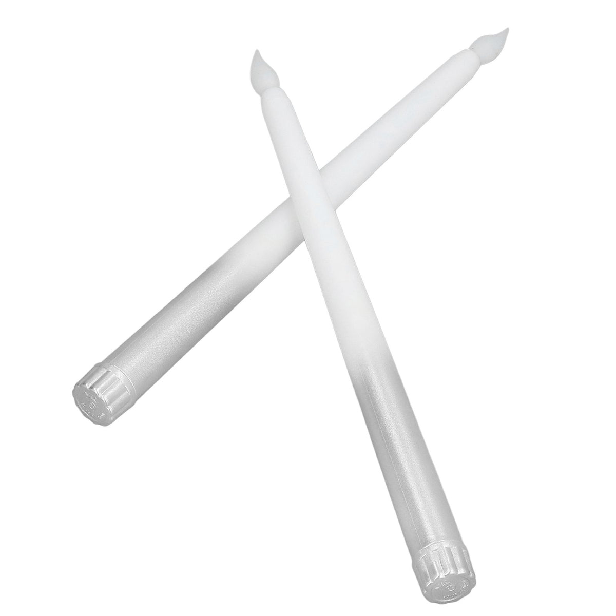 2pcs LED Taper Candles Battery Powered Flameless LED Candle Sticks for Festival Wedding Birthday Party Half Spray Silver