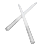 2pcs LED Taper Candles Battery Powered Flameless LED Candle Sticks for Festival Wedding Birthday Party Half Spray Silver