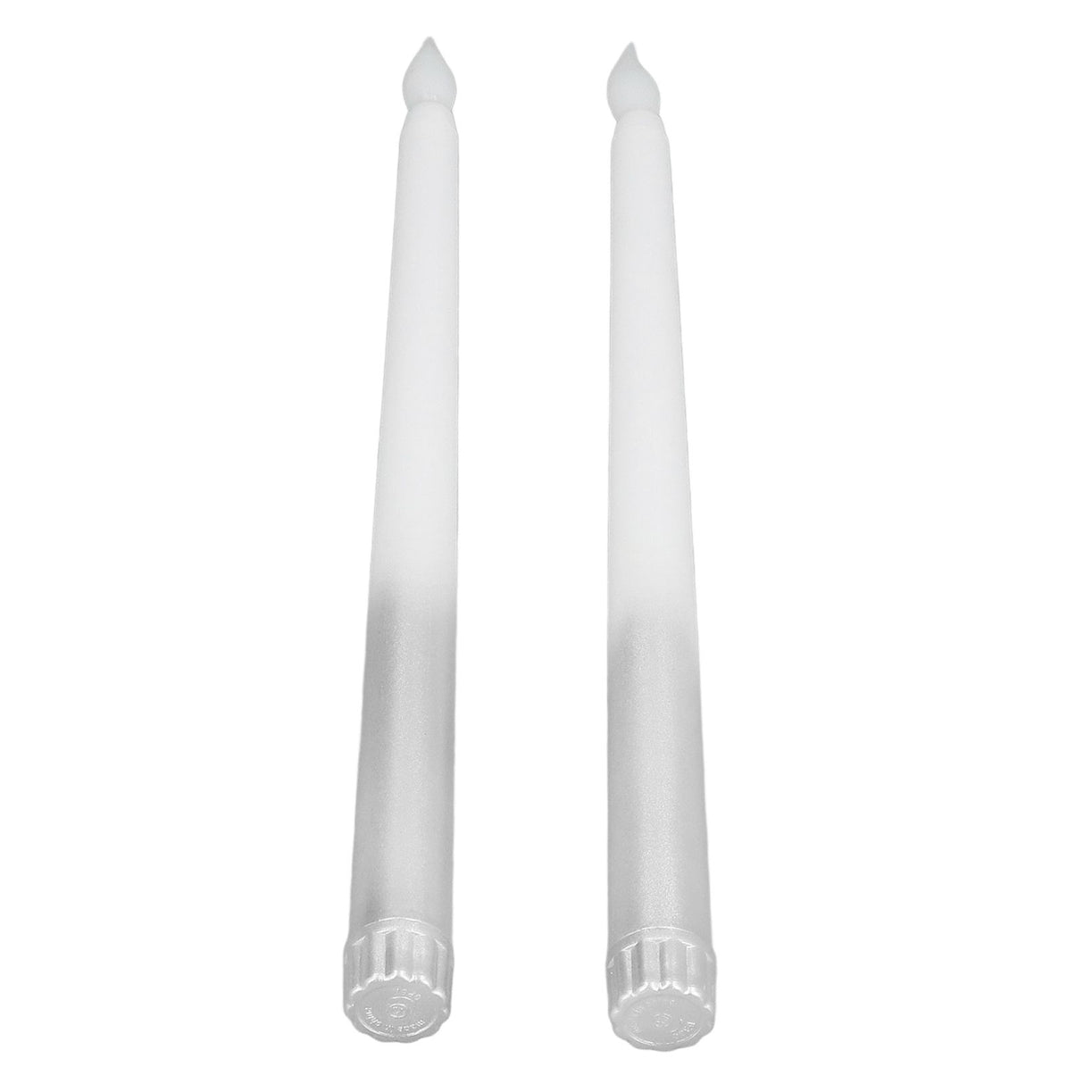 2pcs LED Taper Candles Battery Powered Flameless LED Candle Sticks for Festival Wedding Birthday Party Half Spray Silver