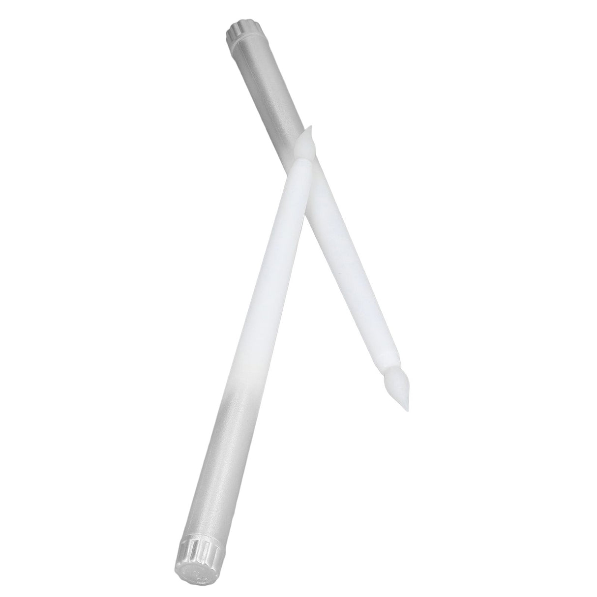 2pcs LED Taper Candles Battery Powered Flameless LED Candle Sticks for Festival Wedding Birthday Party Half Spray Silver