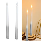 2pcs LED Taper Candles Battery Powered Flameless LED Candle Sticks for Festival Wedding Birthday Party Half Spray Silver