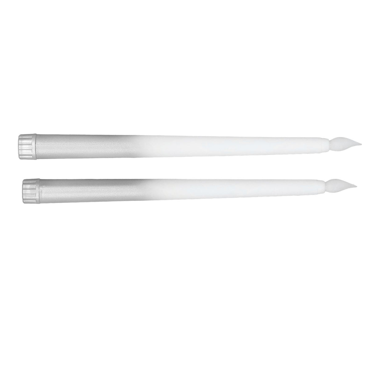 2pcs LED Taper Candles Battery Powered Flameless LED Candle Sticks for Festival Wedding Birthday Party Half Spray Silver