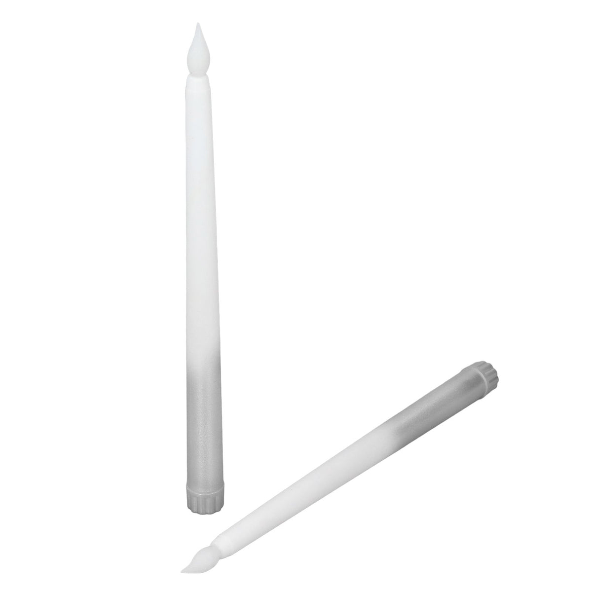 2pcs LED Taper Candles Battery Powered Flameless LED Candle Sticks for Festival Wedding Birthday Party Half Spray Silver