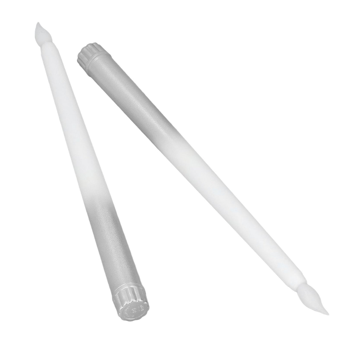 2pcs LED Taper Candles Battery Powered Flameless LED Candle Sticks for Festival Wedding Birthday Party Half Spray Silver