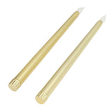 2pcs LED Taper Candles Battery Powered Flameless LED Candle Sticks for Festival Wedding Birthday Party Full Spray Gold