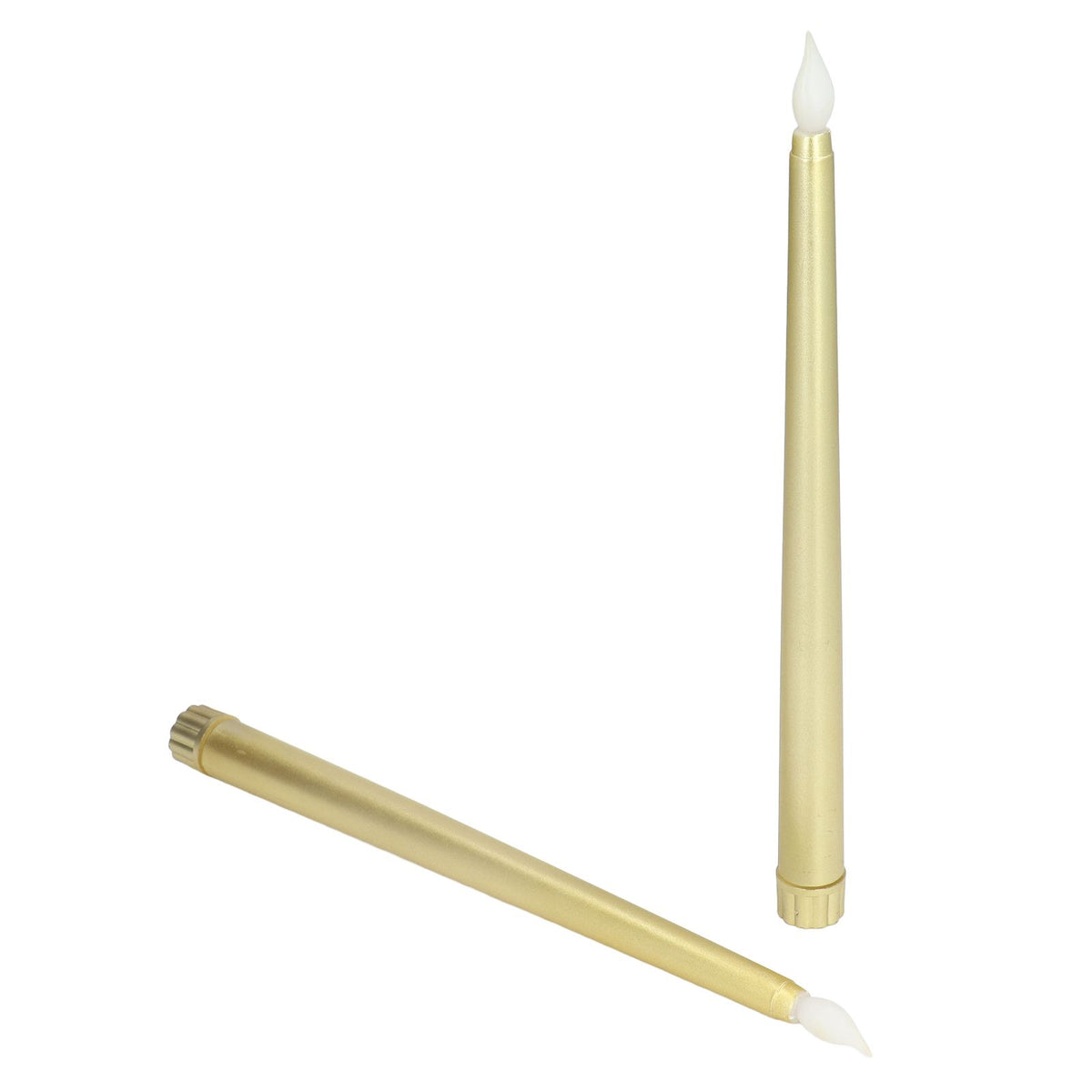 2pcs LED Taper Candles Battery Powered Flameless LED Candle Sticks for Festival Wedding Birthday Party Full Spray Gold