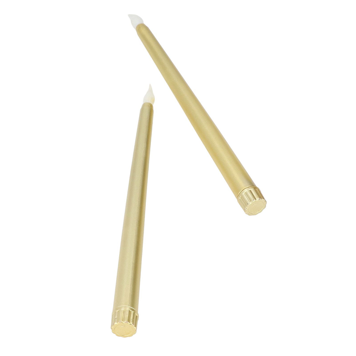 2pcs LED Taper Candles Battery Powered Flameless LED Candle Sticks for Festival Wedding Birthday Party Full Spray Gold