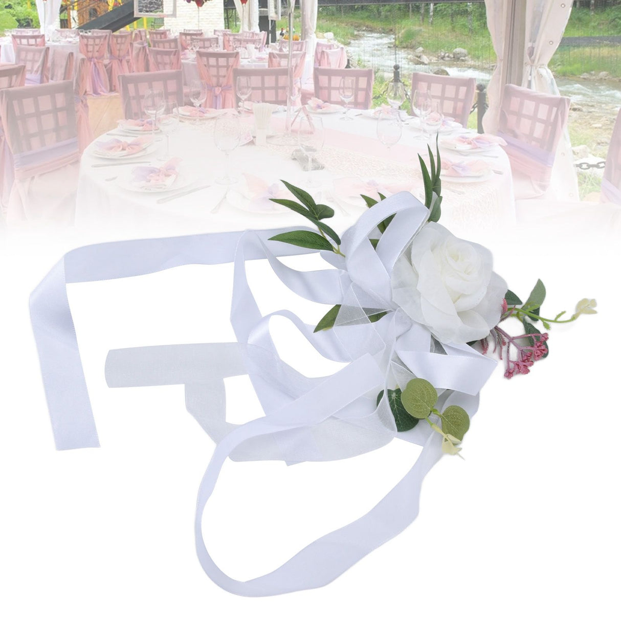 Wedding Chair Flower Nordic Style Simulation Wedding Chair Decoration for Photography Props Birthday Party Decor White