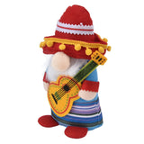 Dwarf Doll Cute Soft Lucky Prevent Fading Festival Gnomes with Musical Instruments for Halloween Props and Party Guitar Boy - Front View