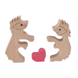 Wooden Animal Ornament Cute Shape Animal Family Handcrafted Mini Wooden Rabbits Statue for Home Decoration Gifts B13