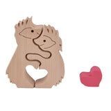 Wooden Animal Ornament Cute Shape Animal Family Handcrafted Mini Wooden Rabbits Statue for Home Decoration Gifts B13 - Front View