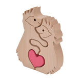 Wooden Animal Ornament Cute Shape Animal Family Handcrafted Mini Wooden Rabbits Statue for Home Decoration Gifts B13