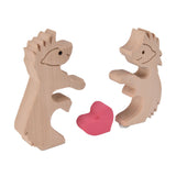 Wooden Animal Ornament Cute Shape Animal Family Handcrafted Mini Wooden Rabbits Statue for Home Decoration Gifts B13