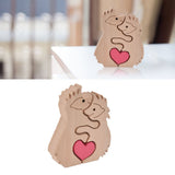 Wooden Animal Ornament Cute Shape Animal Family Handcrafted Mini Wooden Rabbits Statue for Home Decoration Gifts B13 - Extra Image