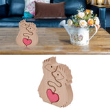 Wooden Animal Ornament Cute Shape Animal Family Handcrafted Mini Wooden Rabbits Statue for Home Decoration Gifts B13 - Extra Image