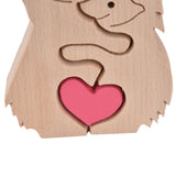 Wooden Animal Ornament Cute Shape Animal Family Handcrafted Mini Wooden Rabbits Statue for Home Decoration Gifts B13 - Extra Image