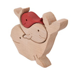 Wooden Animal Ornament Cute Shape Animal Family Handcrafted Mini Wooden Rabbits Statue for Home Decoration Gifts B11 R