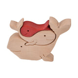 Wooden Animal Ornament Cute Shape Animal Family Handcrafted Mini Wooden Rabbits Statue for Home Decoration Gifts B11 R - Top-Down View