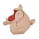 Wooden Animal Ornament Cute Shape Animal Family Handcrafted Mini Wooden Rabbits Statue for Home Decoration Gifts B11 R - Rear View
